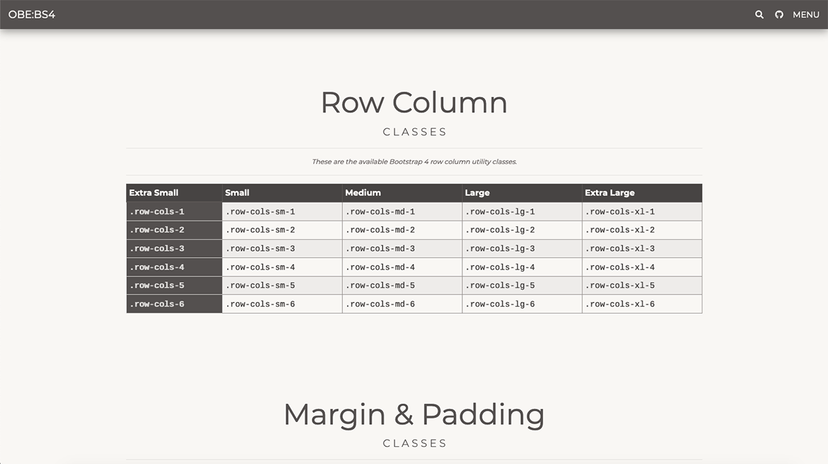 OBE:BS4 Row Column Reference Table Screengrab